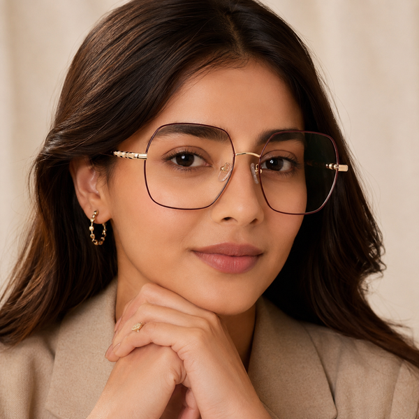 Stylish Square Golden Women Eyeglass